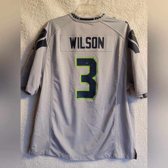 NFL Seattle Seahawks WILSON #3 Gray/ Blue And Green Men's Jersey Size XXL - Picture 8 of 13